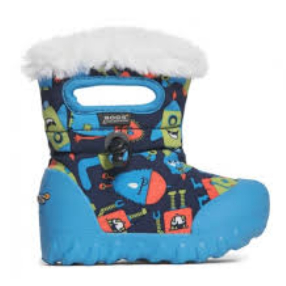 Bogs Kids' Blue Robot Print Winter Boots